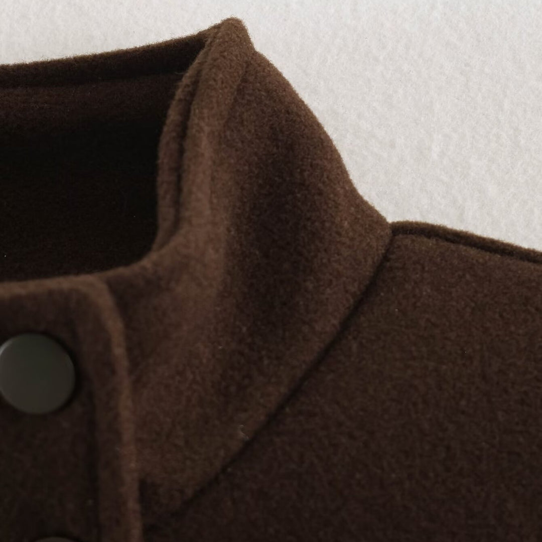 Damen Boxy Wollmix‑Blousonjacke mit Stehkragen, großen Pattentaschen und elastischem Saum Echo Archiv
