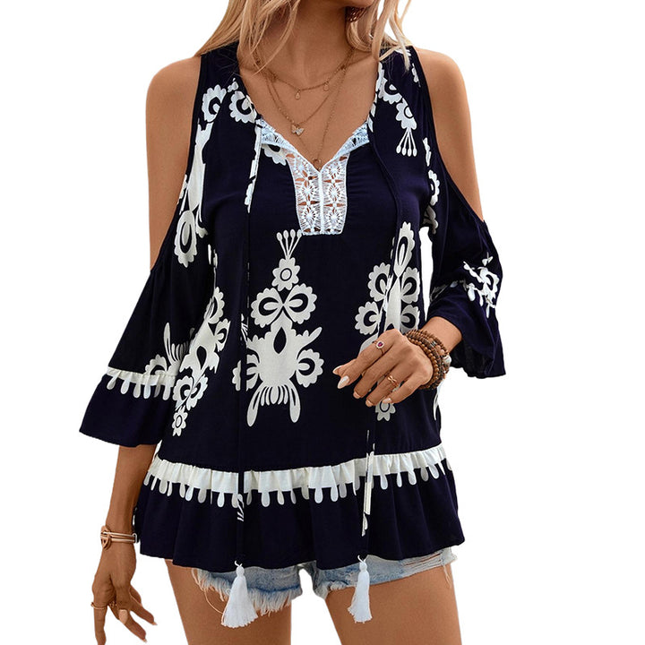 Damen Elegante Bluse mit Rüschen und floralem Muster Echo Archiv