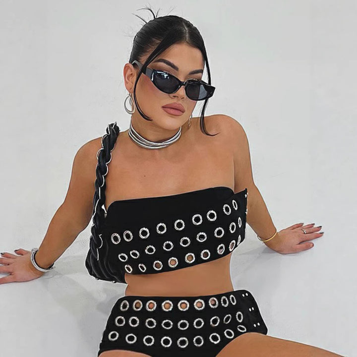Damen Modische Shorts mit auffälliger Ösenverzierung Echo Archiv