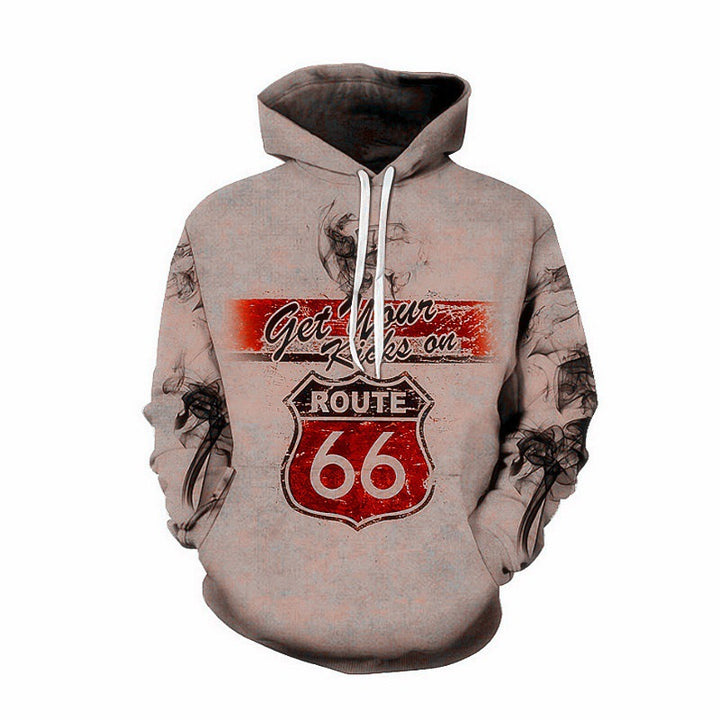 Herren Kapuzenpullover mit kreativem Route 66-Motiv Echoarchiv