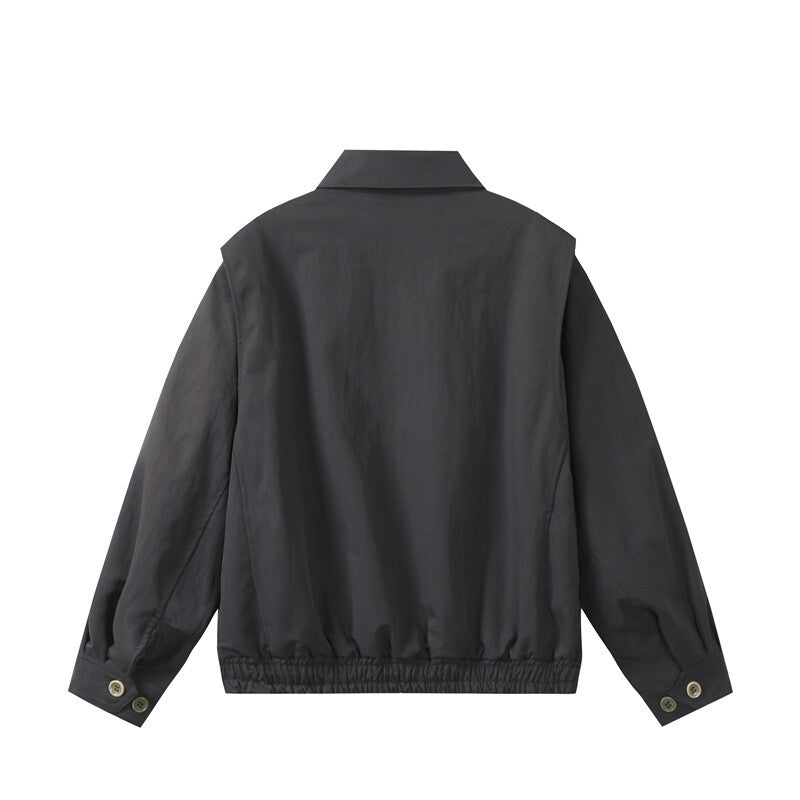 Unisex Leichte Oversize Übergangsjacke im Bomberstil mit Hemdkragen und elastischem Saum Echoarchiv