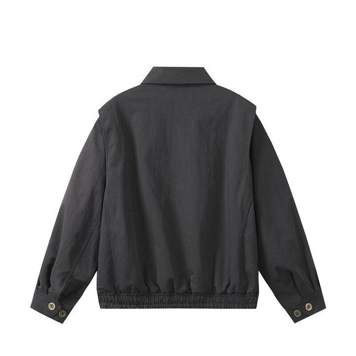 Unisex Leichte Oversize Übergangsjacke im Bomberstil mit Hemdkragen und elastischem Saum Echoarchiv