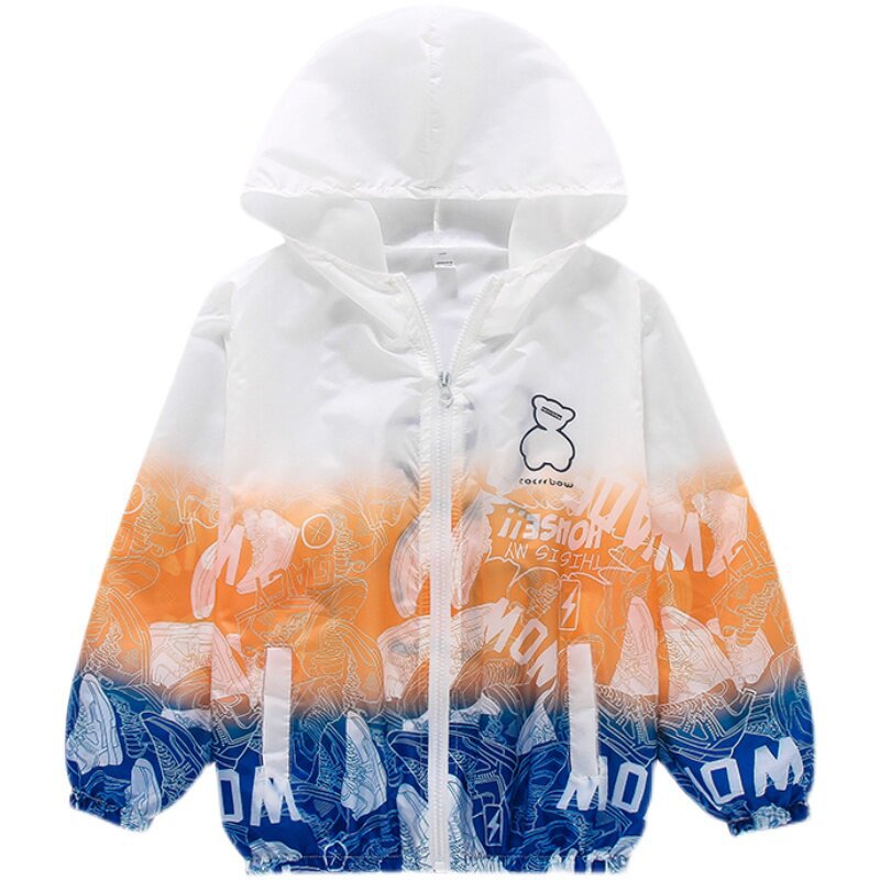 Unisex nan leichte Kapuzenjacke mit Comic-Bären-Print, Windbreaker-Stoff und elastischem Saum  Echo Archiv