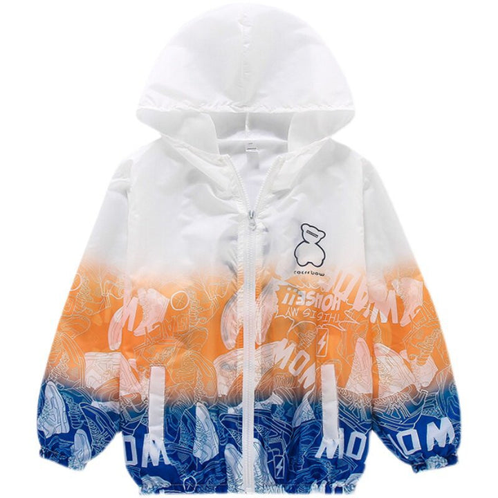 Unisex nan leichte Kapuzenjacke mit Comic-Bären-Print, Windbreaker-Stoff und elastischem Saum  Echo Archiv