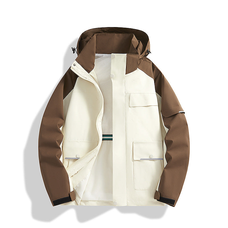 Herren dreilagige Trekkingjacke mit verschweißten Nähten, Kapuze und Multifunktionstaschen Echo Archiv