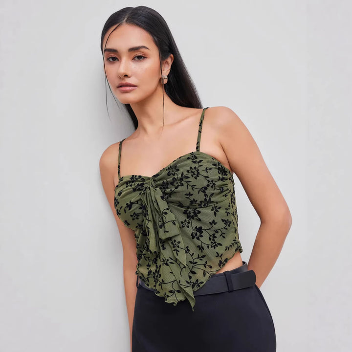 Damen Spitzentop mit floralen Akzenten und asymmetrischem Schnitt Echo Archiv