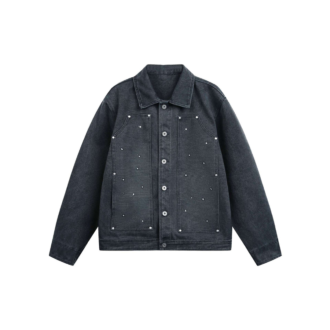 Unisex Kurz geschnittene Jeansjacke im Boxy‑Cut mit Pattentaschen und Used‑Effekt Echoarchiv