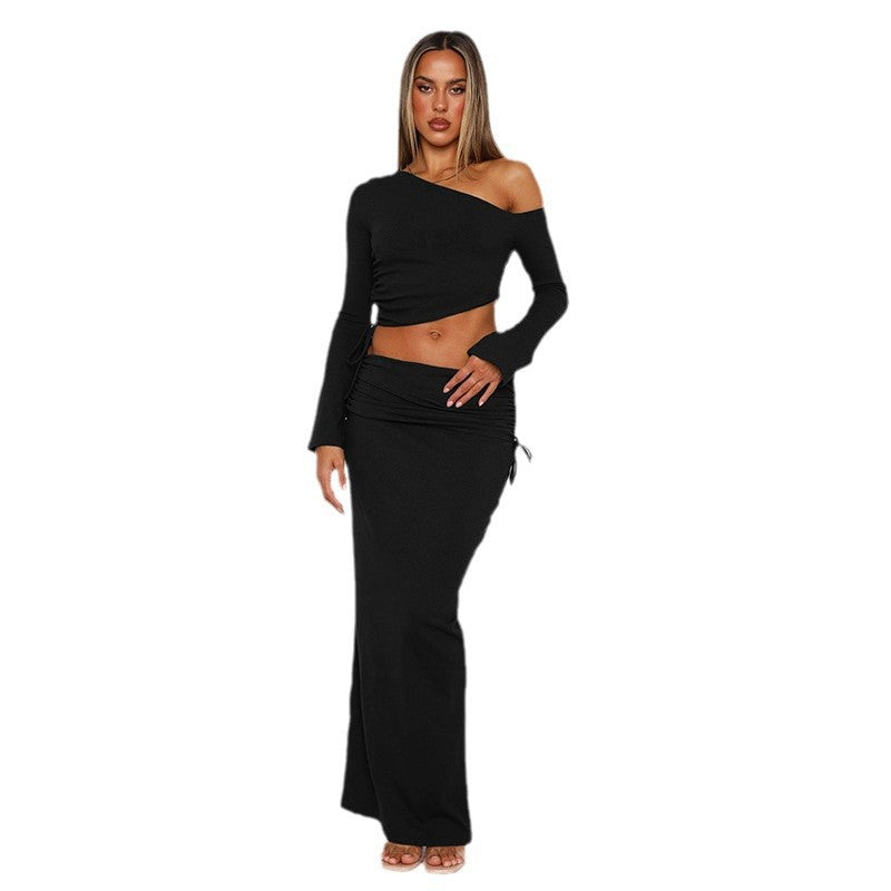 Damen Maxi-Kleid mit asymmetrischem Schnitt und eleganter Raffung Echo Archiv