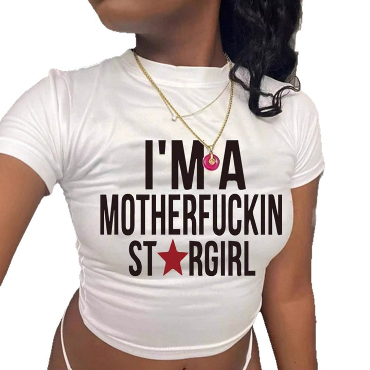 Damen Crop-Top mit auffälligem Statement-Druck Echo Archiv