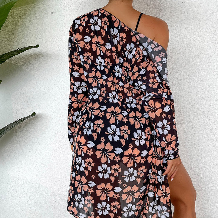 Damen Strandcover-Up mit floralem Design und eleganter Transparenz Echo Archiv
