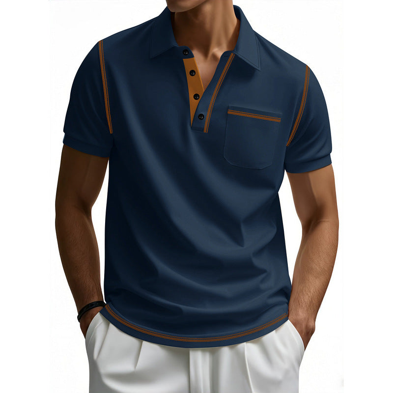 Herren Poloshirt mit kontrastierenden Akzenten und praktischer Brusttasche Echoarchiv