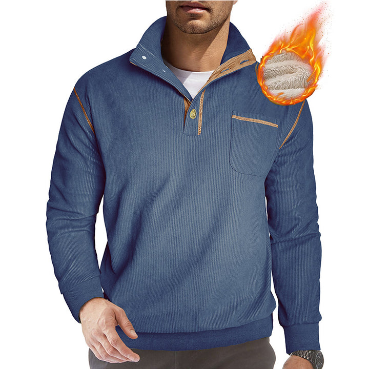 Herren bequemer Stehkragenpullover mit Brusttasche Echoarchiv