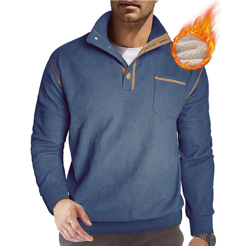 Herren bequemer Stehkragenpullover mit Brusttasche Echoarchiv
