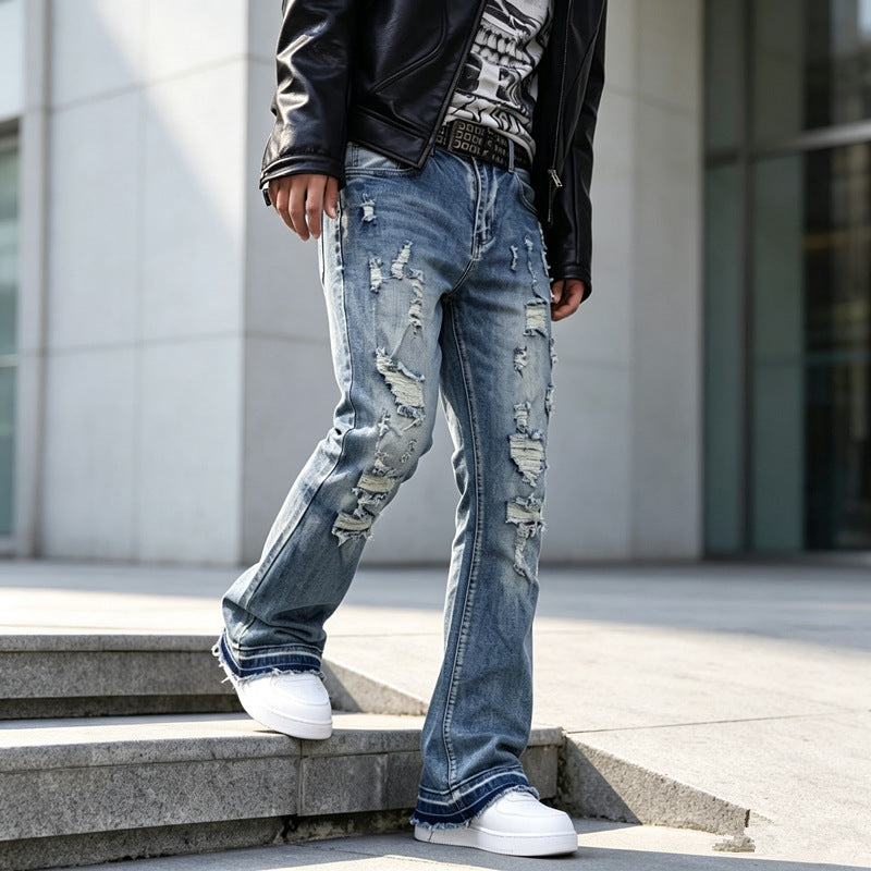 Herren Ripped Slim-Fit Jeans mit modischen Details Echoarchiv