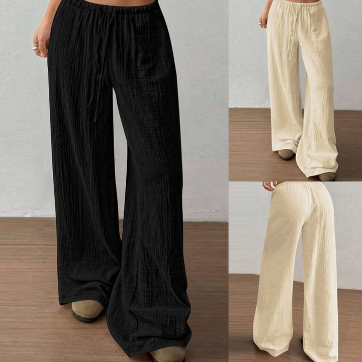 Damen Lässige Palazzo-Loungehose mit elastischem Bund und Crinkle-Struktur Echoarchiv