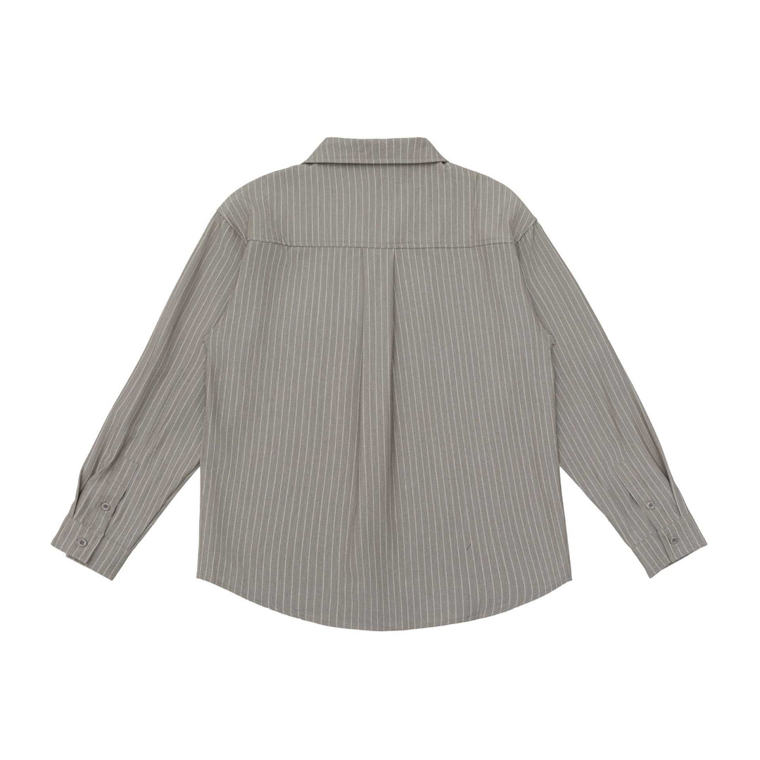 Unisex Gestreifte Hemdjacke mit Reverskragen und Pattentasche Echoarchiv