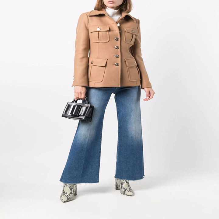 Damen Kurze militärinspirierte Wollmix‑Jacke mit Zierknöpfen Echoarchiv