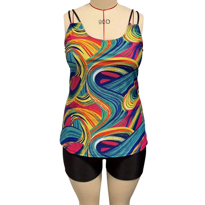 Damen Sportliche Tankini mit buntem Muster Echo Archiv