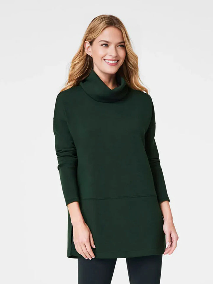 Damen Cozy Funnel Neck Tunika Pullover mit Übergrößen-Schnitt und seitlichen Schlitzen Echoarchiv