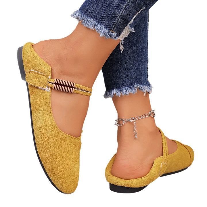 Damen flache Mary-Jane Ballerinas aus Veloursimitat mit elastischem Zierband und gepolsterter Komfortinnensohle – Lioré