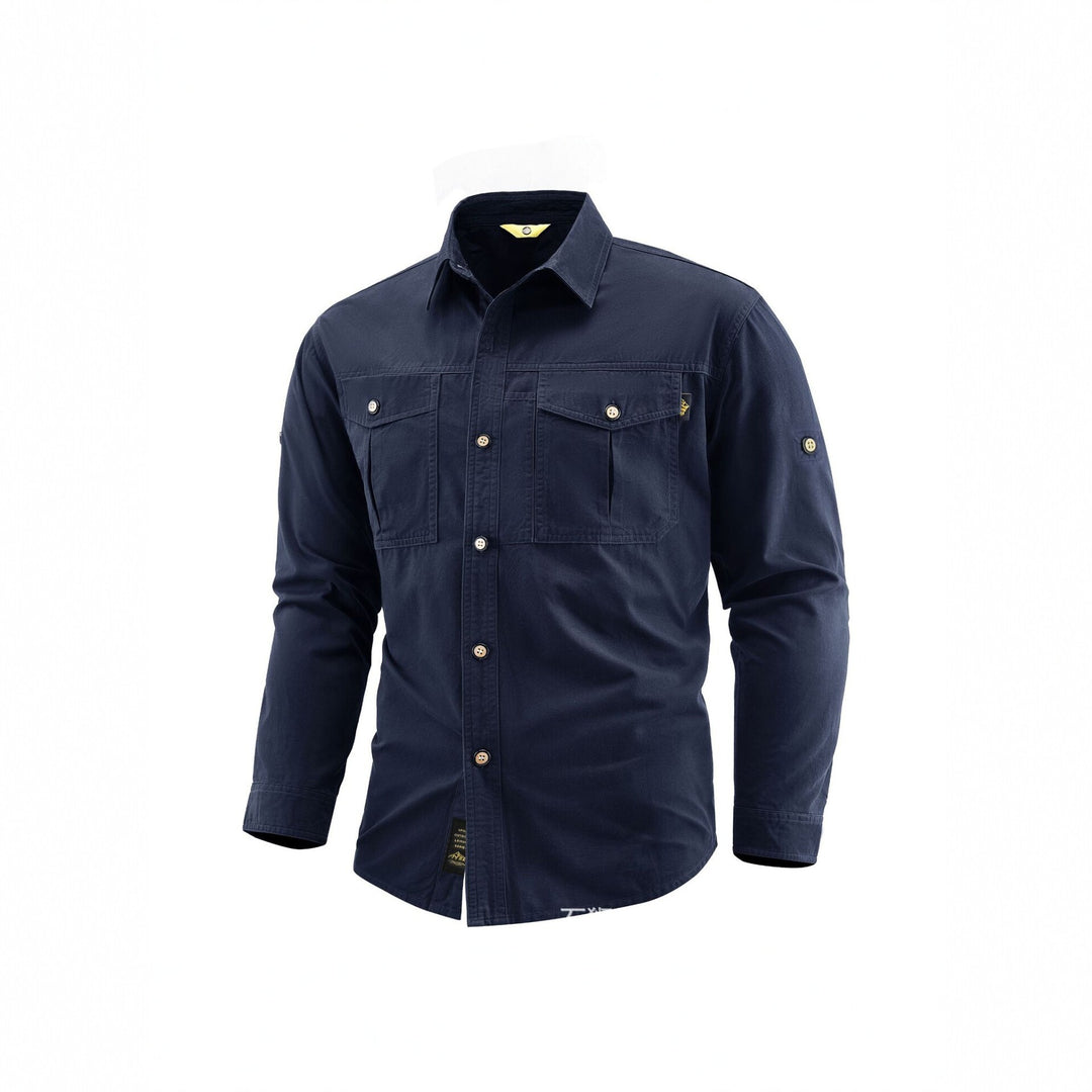 Herren Canvas-Overshirt im Field‑Style mit Brustklappen und durchgehender Knopfleiste Echo Archiv