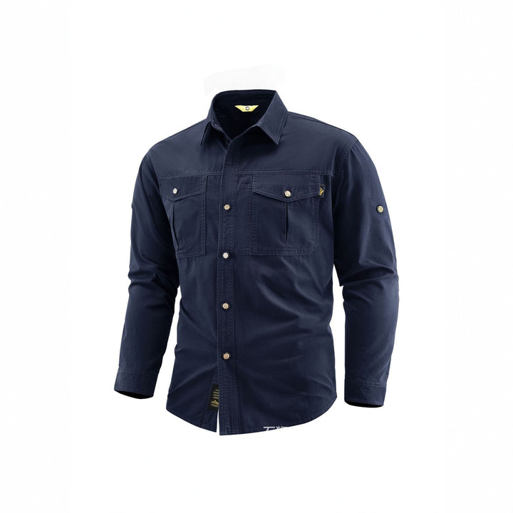Herren Canvas-Overshirt im Field‑Style mit Brustklappen und durchgehender Knopfleiste Echo Archiv