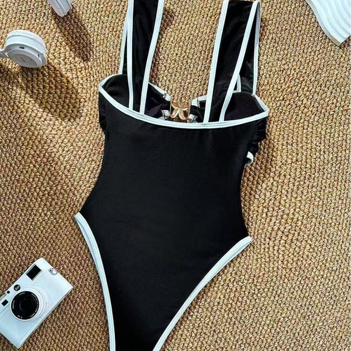 Damen Einteiler Badeanzug mit modischem Bustier und verstellbaren Trägern Echo Archiv