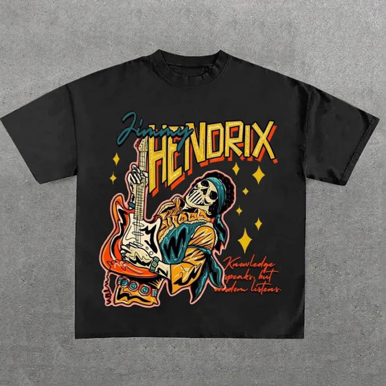 Damen Grafik T-Shirt mit einzigartigem Skelettdesign und kreativem Schriftzug Echo Archiv