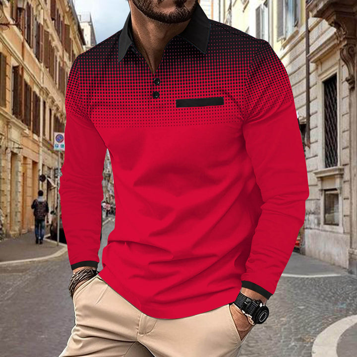 Herren Langarm Poloshirt mit modernen Designelementen Echoarchiv