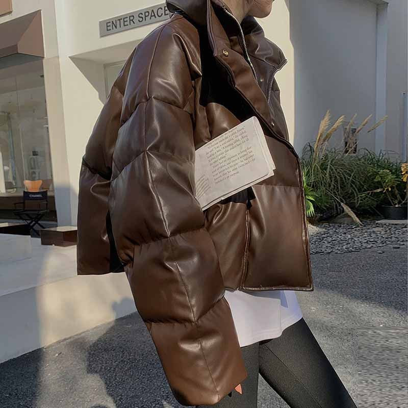 Damen Modische Lederdaunenjacke Echoarchiv
