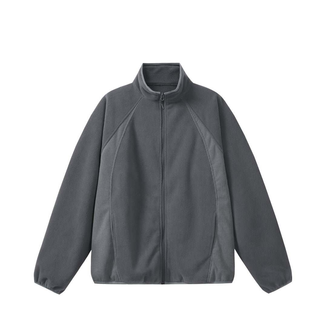 Unisex Fleece-Zippjacke mit Stehkragen und strukturierten Seiteneinsätzen Echoarchiv