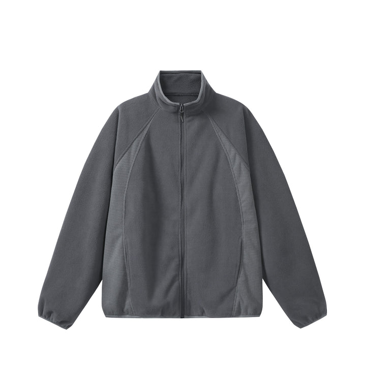 Unisex Fleece-Zippjacke mit Stehkragen und strukturierten Seiteneinsätzen Echoarchiv