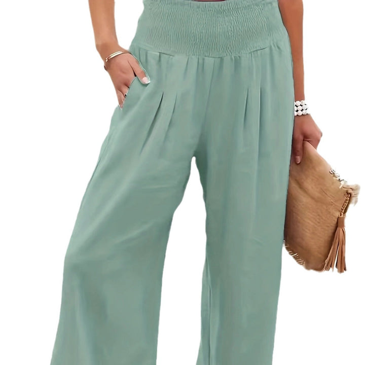 Damen weite Leinenhose mit elastischem Bund Echoarchiv