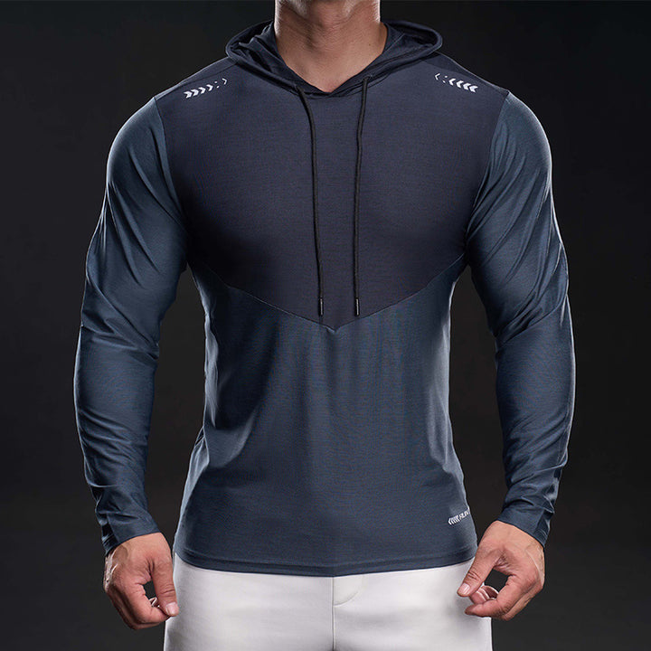Herren Funktionelles Langarm-Hoodie für Training mit Stretch und Atmungsaktivität – Cavarno