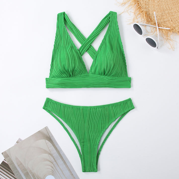 Damen Plissierter Bikini mit Cross-Back-Design Echo Archiv