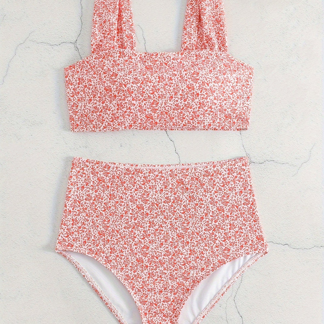 Damen Hochtailliertes Bikiniset mit floralem Muster Echo Archiv