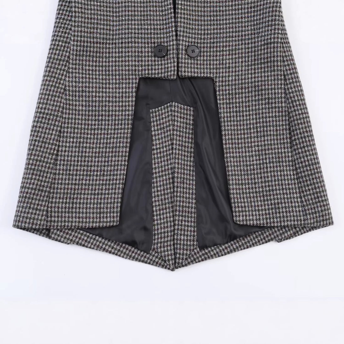 Damen Zweireihiger Hahnentritt-Blazer mit offenem Schlitz-Saum und taillierter Silhouette Echo Archiv