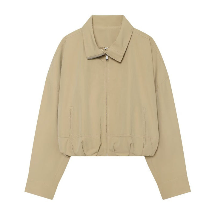Damen Cropped Boxy‑Jacke mit Reißverschluss, Stehkragen und elastischem Saum Echo Archiv