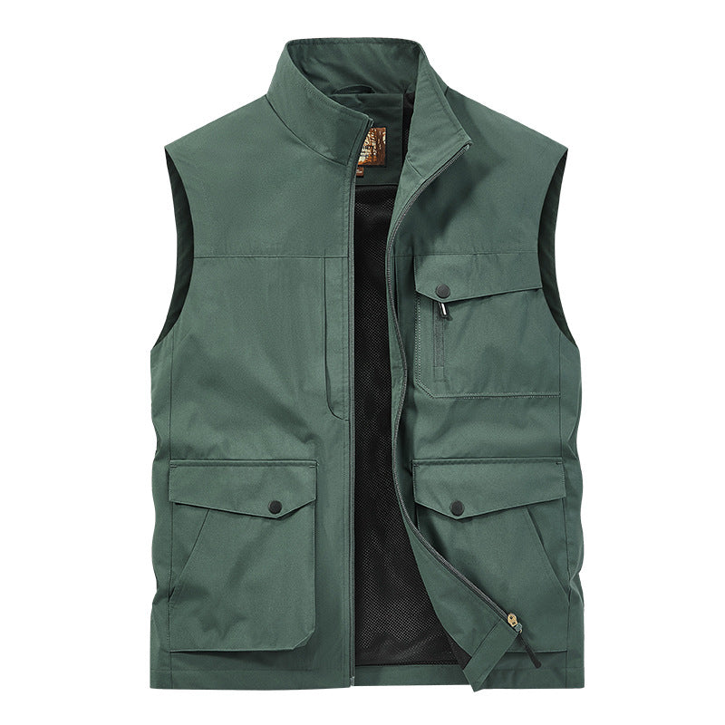 Herren Outdoor-Utilityweste mit Multitaschen, Reißverschluss und Meshfutter Echoarchiv