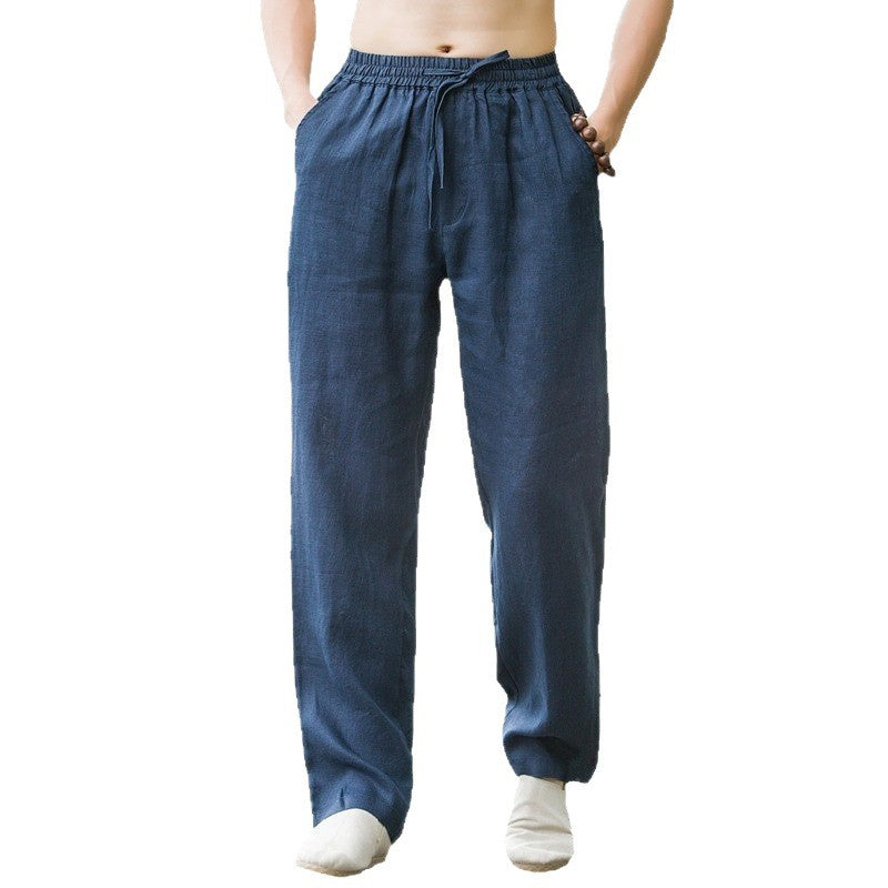 Herren nan leichte Leinenhose mit elastischem Bund weites Bein und seitlichen Eingrifftaschen Echo Archiv