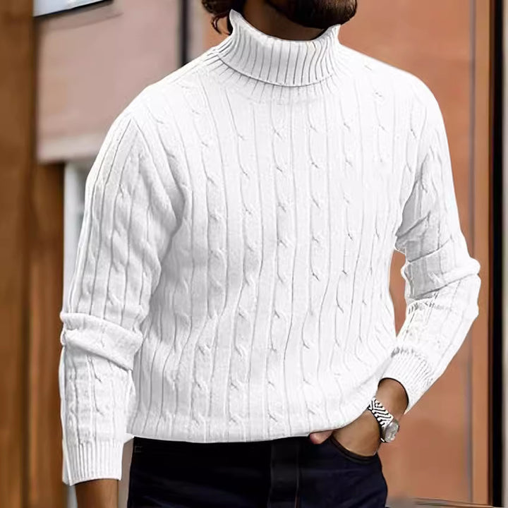 Herren nan gerippter Rollkragenpullover mit Zopfmuster und körpernaher Slim-Fit-Silhouette Echo Archiv