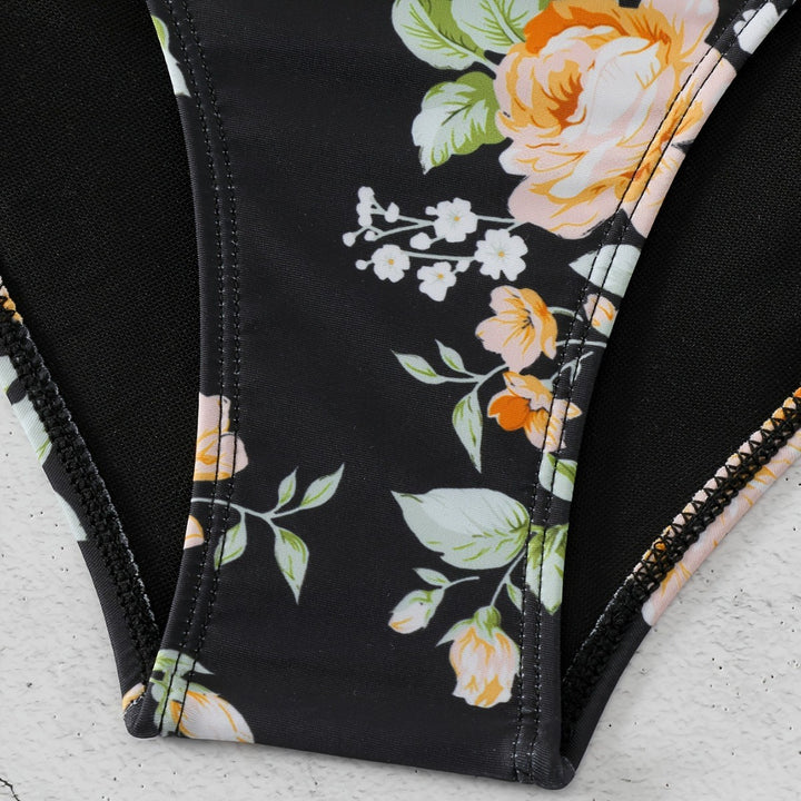 Damen Einteiler Badeanzug mit Rüschendetails und floralem Design Echo Archiv