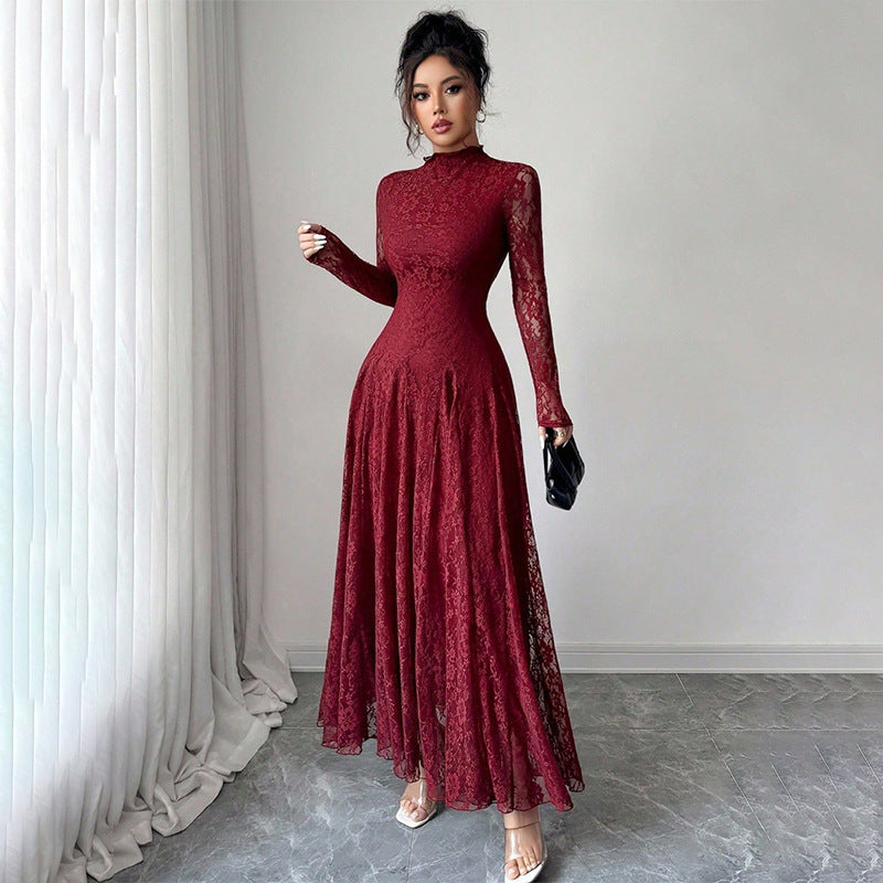 Damen Elegantes Hochzeitskleid mit Spitzenärmeln Echo Archiv