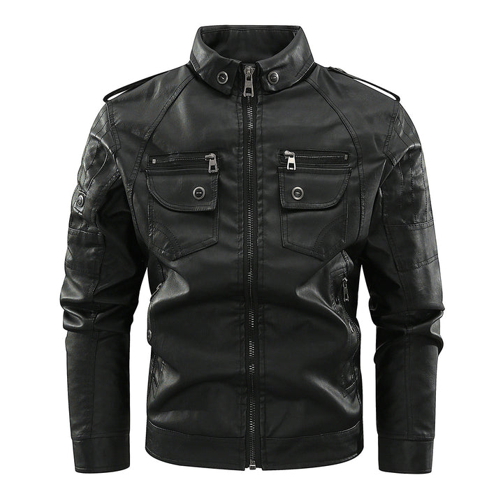 Herren elegante Lederjacke mit praktischen Taschen und Reißverschlussdetails Echoarchiv