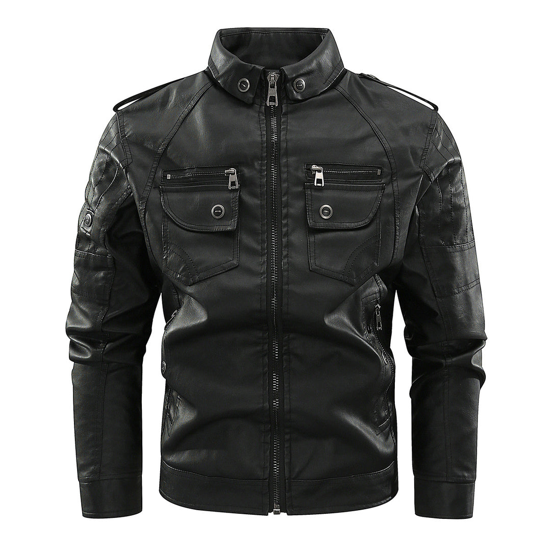 Herren stylische Bikerjacke mit praktischen Taschen und hochgeschlossenem Kragen Echoarchiv