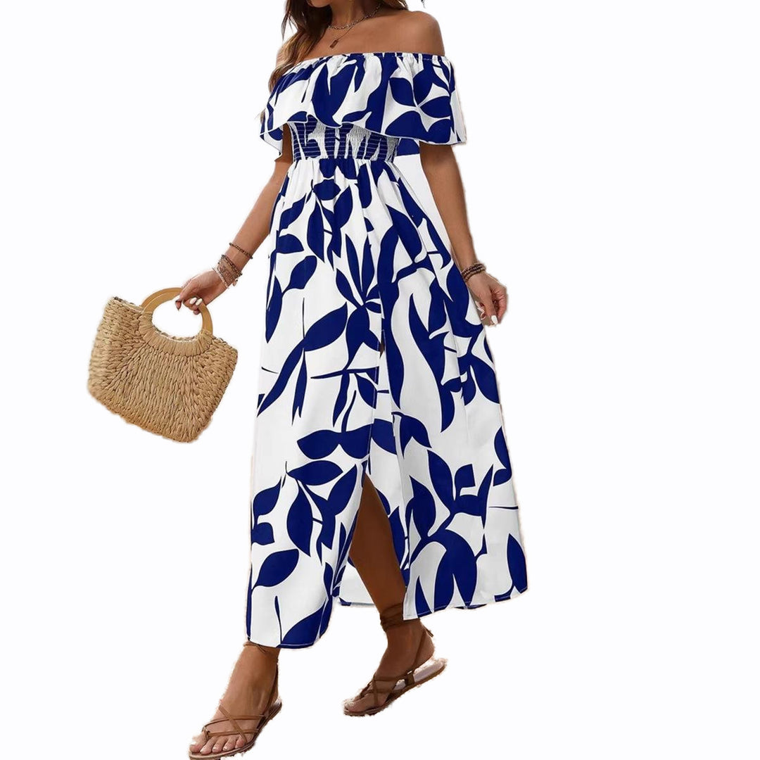 Damen Maxikleid mit schulterfreier Schnittführung und floralem Muster Echo Archiv