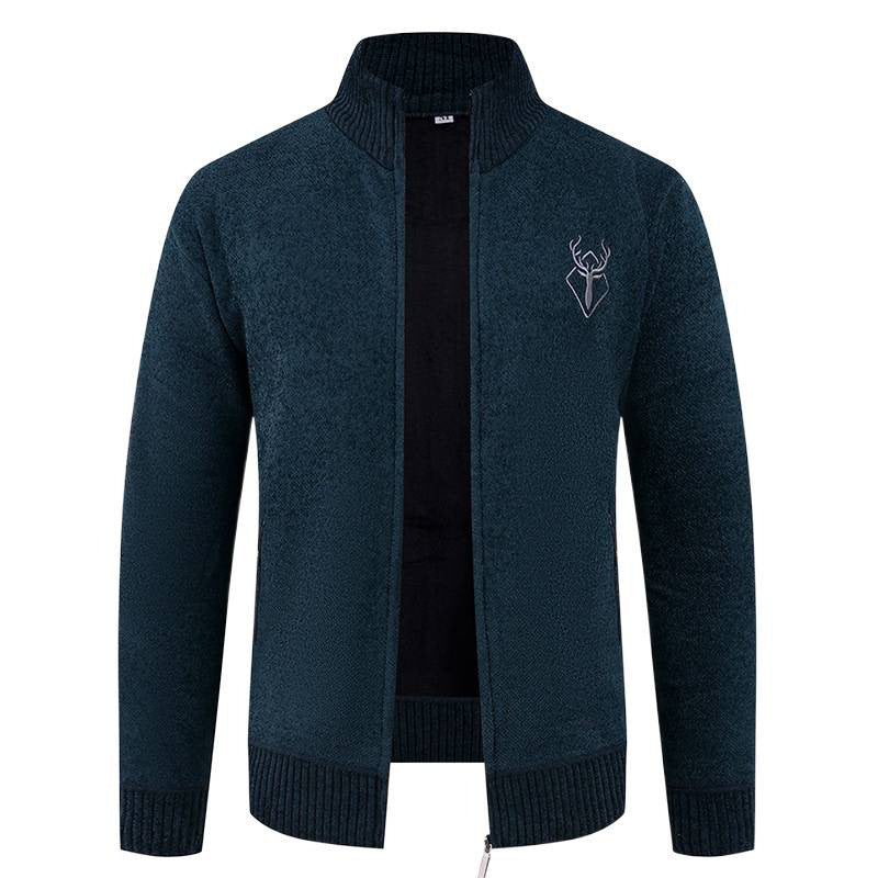 Herren Strickjacke mit hohem Kragen und praktischen Reißverschlusstaschen Echoarchiv
