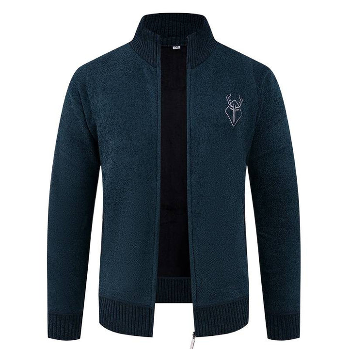 Herren Strickjacke mit hohem Kragen und praktischen Reißverschlusstaschen Echoarchiv