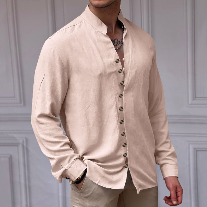 Herren modisches Langarmhemd mit Knopfdetails Echoarchiv