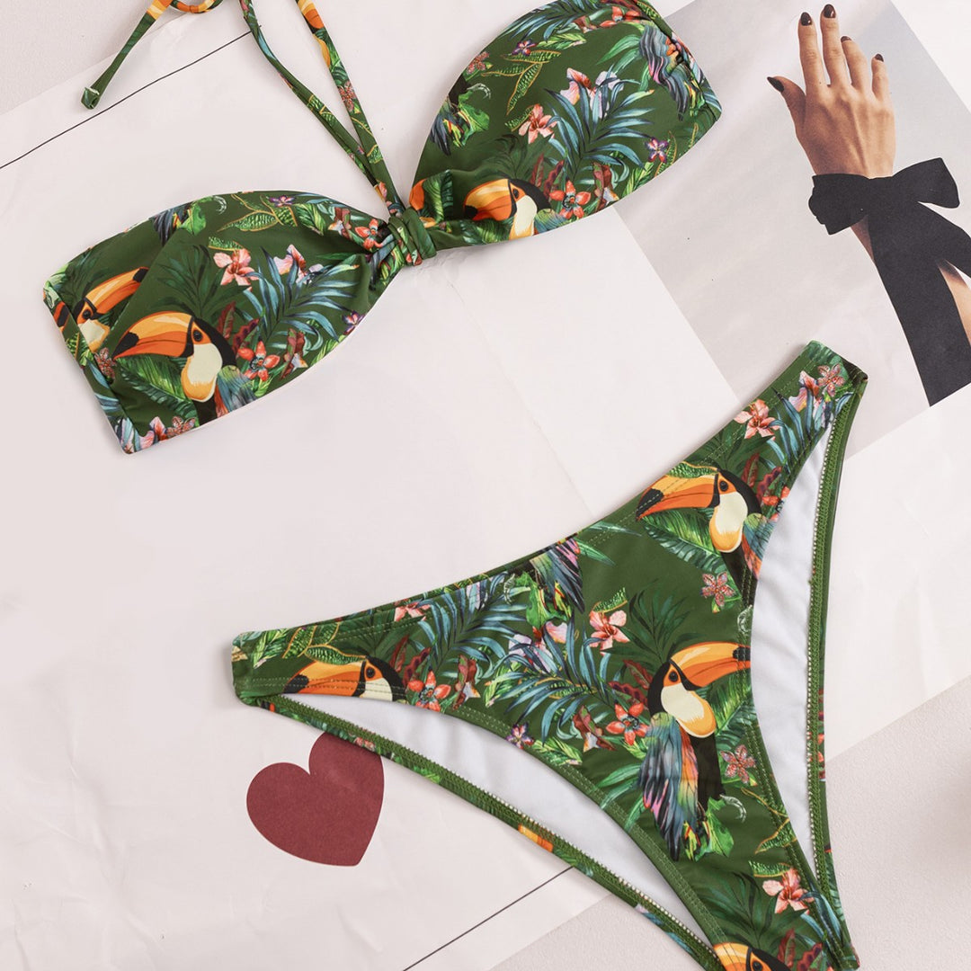 Damen Bandeau-Bikini mit exotischem Tropenmuster Echo Archiv
